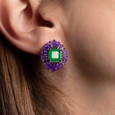 Обеци в Лилаво и зелено